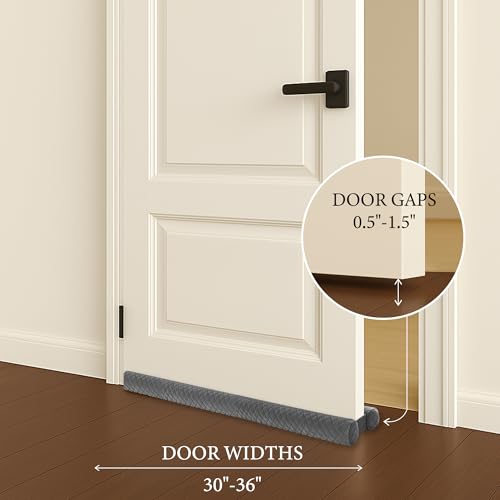 Ciieyuo Velvet Under Door Draft Stoppers, Fits 26'' - 30'' - color: Black, size: 30''