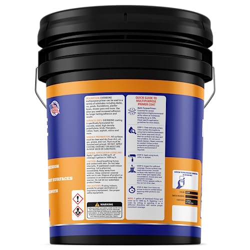 Everbond Multipurpose Primer - Primer for Roof Coatings - Use on EPDM Rubber, Wood, Fiberglass, Concrete, and Metal Surfaces - Easy to Apply on RVs, Campers, and Trailers - 4.75 Gallons - style: 5 Gallons Multipurpose Primer