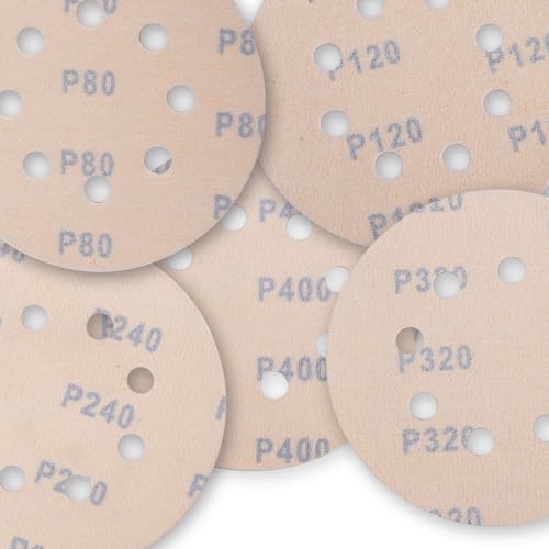 AEROPRO Tools 5 Inch Sanding Discs Hook and Loop, 80/120/240/320/400 Grit