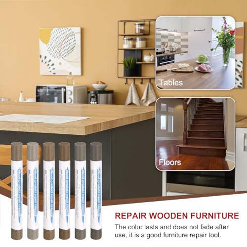 HARFINGTON Wood Filler Sticks 6 Colors Wooden Wax Touch Up Furniture Repair Crayons for Medium Brown 10-11, Space Gray, Light, Gray Oak, Gray - color: Space Gray Series