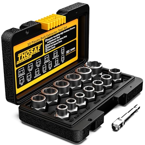Impact Bolt & Nut Remover Set,14 Pieces Bolt Extractor Tool Set, 3/8" Drive Impact Bolt & Nut Remover Socket Tool Kit, Stripped For Damaged, Frozen, Studs, Rusted, Nuts & Screws, Tools Gifts for Men