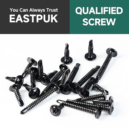 #8 x 5/8" Black Self Tapping Screws for Metal, Truss Head Phillips Drive 410 Stainless Steel Self Drilling Sheet Metal Screws with Drill Bit, Fast Tapping (Box of 100) - color: Black, size: #8 x 5/8"
