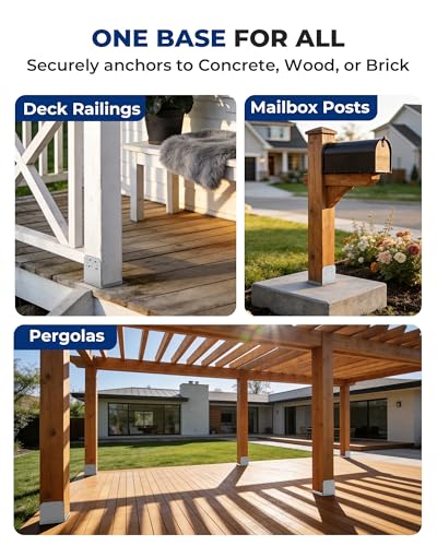 4 Pack 8x8 Post Base Brackets for Deck Pergola Patio Railing - color: Silver, size: Nominal 8x8
