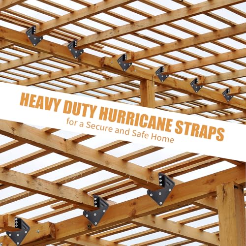 Hurricane Ties for Rafter 24 Pack 16-Gauge Hurricane Straps Brackets Hot Dip Galvanized Powder Coating Hurricane Clips Joist Hangers for 2X Deck Joists (Black, 24 Pack) - color: Black