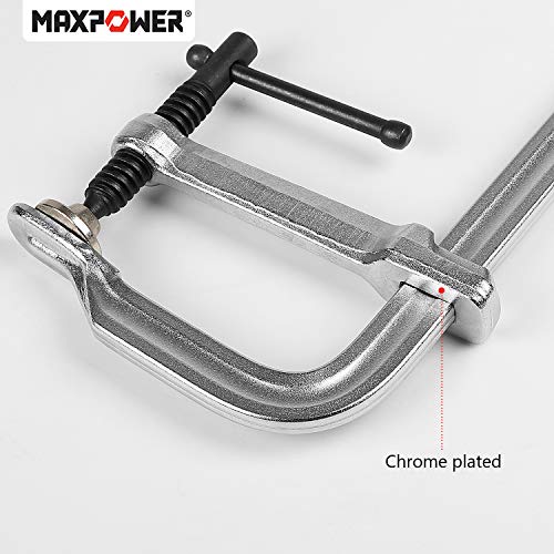 MAXPOWER 2-Pcs 12-inch F Clamp, 4-3/4" Throat, Forged Full Steel Bar Clamp - size: 12" (2-Pc)