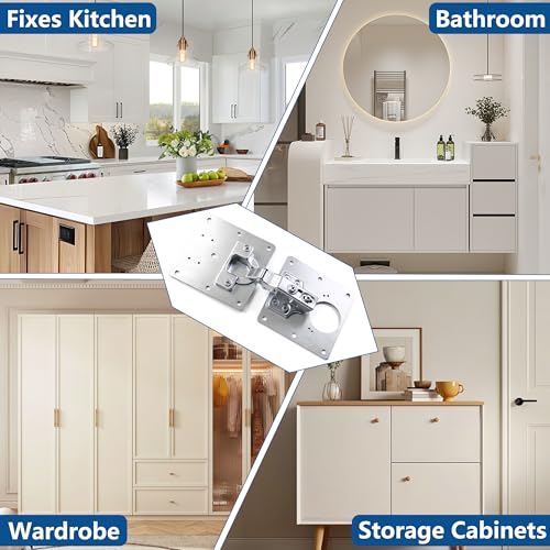 6 Pack Cabinet Hinge Repair Plates, Stainless Steel Kit for Stripped Cupboard Door Hinges, 4 Large + 2 Small with 36 Screws, Kitchen Bathroom Furniture Fix - size: 0.5mm Standard Plate