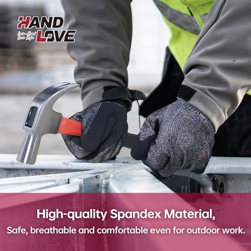 HandLove Cut Resistant Gloves – ANSI A7 Cut Proof Safety Work Gloves | Sandy Nitrile Anti-Slip, Touchscreen, Durable, PFAS Free | Wood Carving, Gardening, Glass Cutting, Car Repair – Blue,1Pair,M - color: Blue, size: Medium