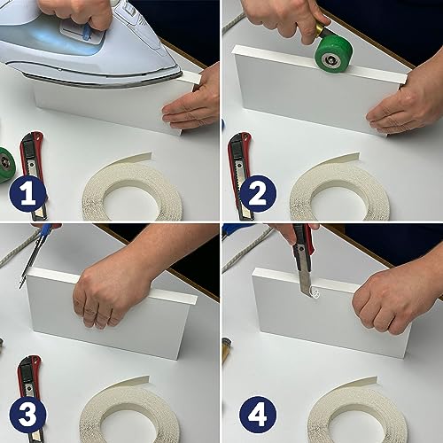 UNMAR White Edge Banding Melamine Iron On Tape Adhesive Wood Board Edging Strips Veneer Trim Laminate Cabinet Furniture MDF Plywood Formica Shelf Stick Countertop (1, White, 1/2 in x 50 ft) - size: 1/2 in x 50 ft