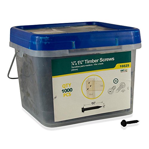 OZCO Timber Screws, 1/4" x 1-3/4", Steel, Epoxy Coated Finish, Black, 1000 Pieces - size: 1000 Pack, style: 1/4" x 1-3/4"