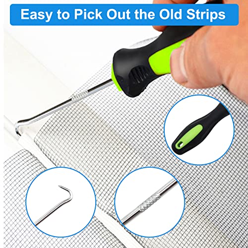 Window Screen Repair Kit Mesh Screen Spline Roller Repair Tools Kit with Screen Installer Clips, Metal and Plastic Spline Fixing Tool Kit for Window Screen1