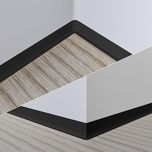 Duzzy Flexible Baseboard Molding Trim, 5 Inch(W) x 20 Feet(L) Peel and Stick Rubber Wall Trim Molding, Self-Adhesive Vinyl Wall Base Cove Base - color: Black, size: 5 Inch x 20 Feet