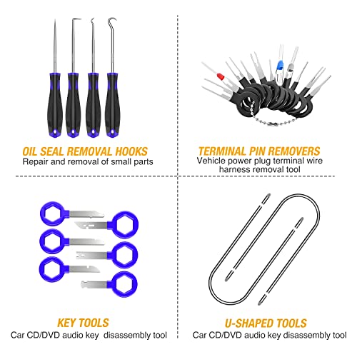GOOACC 88Pcs Auto Trim Removal Tool and Push Pin Retainer Clip Set - color: 88Pcs Clips Removal Kit Blue