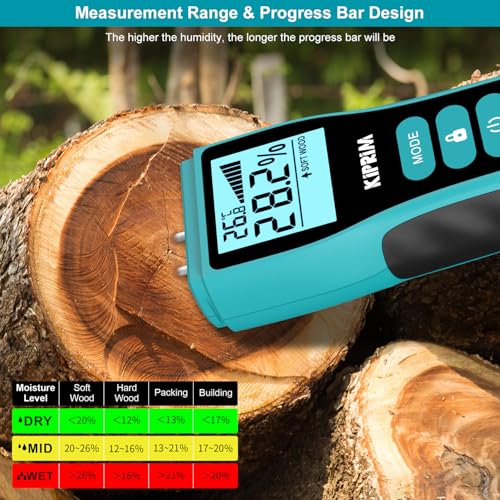 Kiprim WM02 Digital Pin-Type Moisture Detector,LCD Display,Hold Function