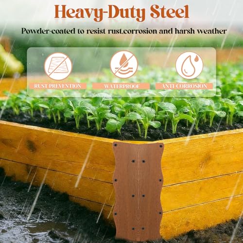 8 Pcs Metal Raised Garden Bed Corner Brackets L-Shape (11"x3"x3"), Brown