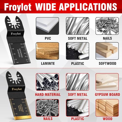 49PCS Universal Oscillating Tool Saw Blade Kit - Titanium Bi-Metal Multitool Blades Cutting Wood Nails/Metal/Plastic -Fits Black Decker DeWALT Porter Cable Rockwell Ridgid Ryobi Chicago Craftsman - size: 49pcs kits