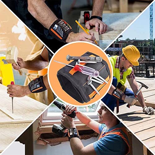 Adjustable Magnetic Wrist Band, 15 Strong Magnets Wristband for Holding Screws, Nuts, Gadgets.Tool Band Cool Christmas Gifts for Men & Women, Husband Birthday Gift Wristband