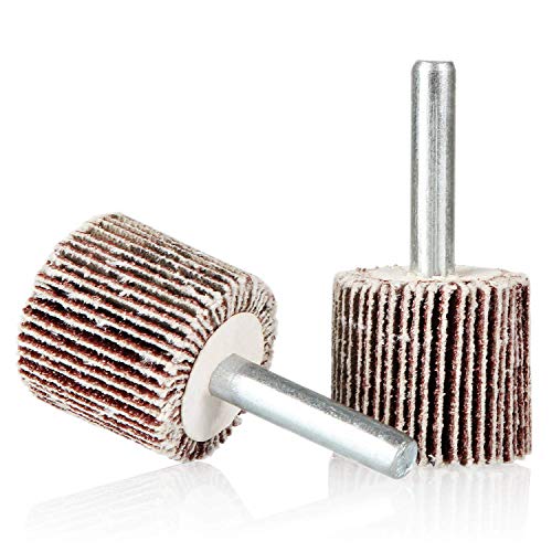1" x 1" x 1/4" Shank Mounted Flap Wheels, 80 Grit Aluminum Oxide Mounted Abrasive Grinding Tool - 10 Pack
