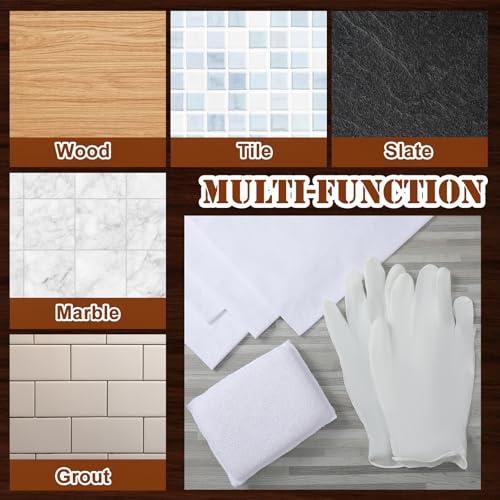 Ziliny 60 Pcs Wood Staining Applicator Kit Include Microfiber Sponge Applicator Pads Cotton Lint Free Cloth Disposable Nitrile Gloves for Wood Stain and Oil Based Finishes
