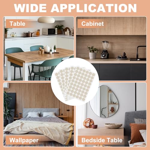 PATIKIL 270 Pieces Screw Hole Stickers, 5 Sheet Self-Adhesive Waterproof PVC Wood Grain Sticker for Screw Holes Wall Cabinets Desk Repairing, Light Gray Fabric, 21mm/0.83 Inch - color: Light Gray Fabric