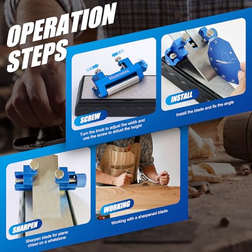 Chisel Sharpening Kit with Adjustable Honing Guide – Wood Chisel Sharpener for Chisels and Planer Blades – Precision Angle Control – No Sharpening Stone Included - color: Blue Honing Guide