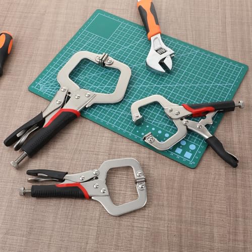 4 Pcs Locking C Clamp 6, 9, 11 Inch Heavy Duty Welding Clamps Pliers Vise Grip Clamps with Swivel Pad with Regular Tip and Swivel Pad for Craftsmen Home Workshop - size: 6/9/11/14 Inch,Set of 4