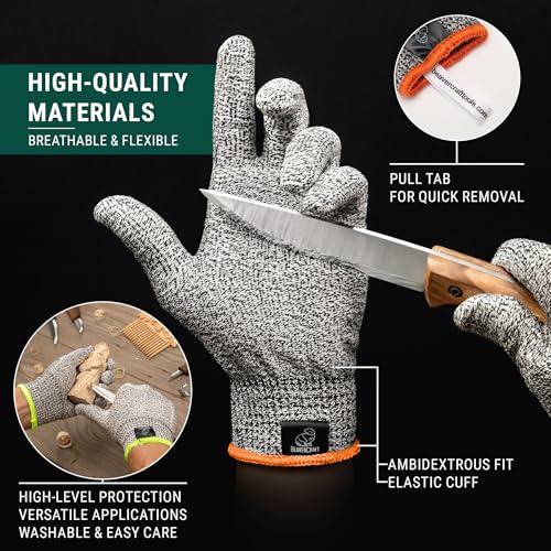 BeaverCraft Wood Carving Gloves CRG - Cutting Cut Resistant Gloves Level 5 for Whittling, Woodworking, Food Prep - color: Small