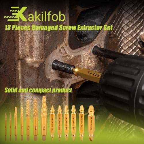 13 Pieces Easy Out Screw Extractor Set and Left-Hand Drill Bit Set - size: 13 Pieces