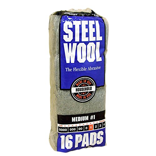 Homax Rhodes American Household Steel Wool16 pad, Medium Grade #1, 16 Pads - size: 16 Pads, style: Medium Grade #1