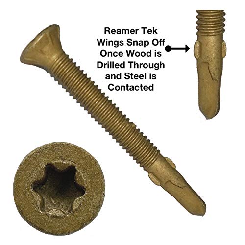 Jake Sales #12x2 Reamer Tek Torx/Star Head Self-Drilling Wood to Metal Screws - for Flatbeds, Trailers or Fastening Wood to Steel -T-30 Torx Screw Head (Full Box 2,000 Screw Count) - size: 2"