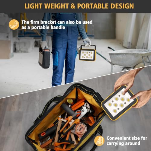AUMIO USB Rechargeable COB Work Light, 5 Lighting Modes, Compact 180° Stand - color: Yellow