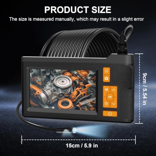 Dual Lens Borescope Inspection Camera, 4.3" HD Screen 1080P Photo Video - size: 4.3'' Dual Lens 16.4FT