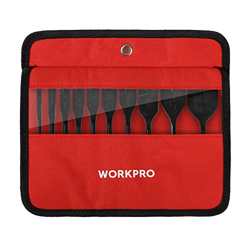 WORKPRO 10-Piece Pro Spade Drill Bit Set, 1/4" to 1-1/2" - color: Black Oxide, size: 1/4" - 1-1/2"
