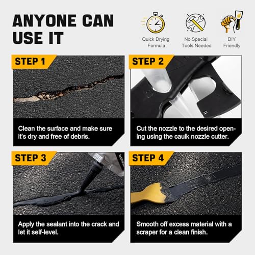 Concrete Crack Filler 2-Packs Asphalt & Concrete Sealant Oil-Based Black - color: Black