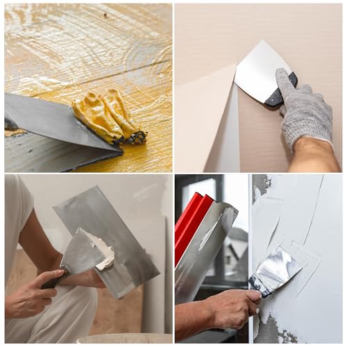 uxcell Putty Knife 1" High Carbon Steel Paint Scraper Flexible Drywall Repair Mud Knife for Removing Cement Wallpaper Mud Adhesive Taping with Metal Hammer End - size: 1"