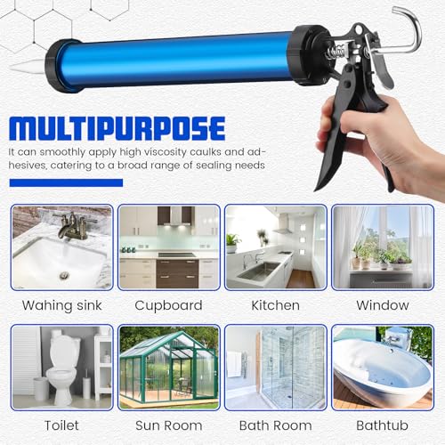 Lasnten 2 Pack Sausage Caulking Gun with 4 Cone Nozzles, Blue - color: Blue