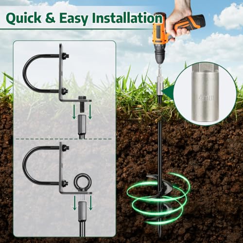Ground Anchors Screw in 20" Set of 4 Pack, Multi Purpose Brackets - size: 20 inch 4pcs