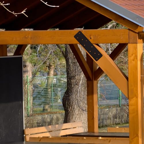 2 Pcs 11.8"x3" Straight Steel Flat Plate for Pergola - style: I Shape(11.8"x3")