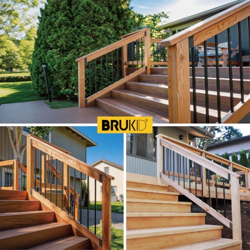 4 Pair(8pack) 35° Stair Stainless Steels Deck Railing Bracket Connectors, for 2x4 (Actually 1 ½" x 3 ½") Wood Deck Railing Post to handrail Connection (Matte Black) - size: Angles 35°