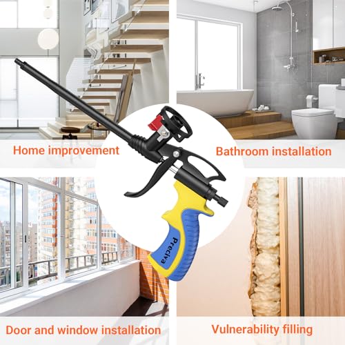 Preciva Foam Gun with Valve, Professional Foaming Gun PU Expanding Caulking Gun Insulation for Caulking, Filling, Sealing - color: Blue