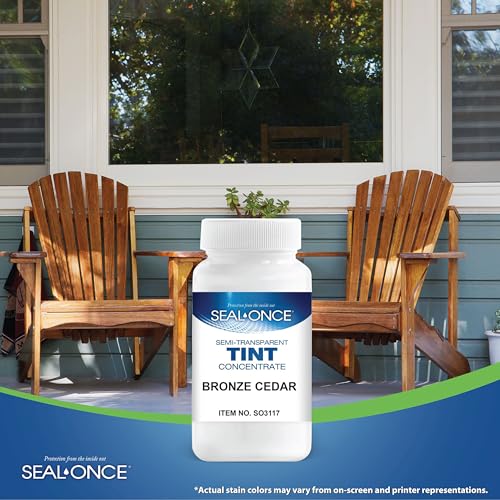 SEAL-ONCE Semi-Transparent Multi-Surface Wood Stain Tint, Bronze Cedar - color: Bronze Cedar