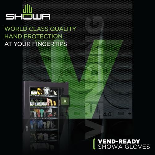 SHOWA 717 Chemical Resistant Gloves, 11-mil Nitrile Gloves, 13-inch Extended Gauntlet, Bisque Grip, Unlined & Unsupported, CE Cat III & Food Safe, Green, Medium, Vending Pack, 12-Pack - size: Medium, style: Vending 12-pack