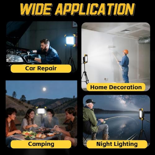 12000mAh Rechargeable LED Work Light with Stand,Magnetic Base & Remote - size: work light+Tripod