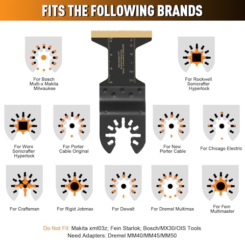 16 pcs Titanium Oscillating Saw Blades for Metal Cutting - Universal Multitool Blades for Hard Materials, Metal, Nails, Wood, Plastic - Multi Tool Blades Kits Fit Dewalt Bosch Milwaukee Ryobi