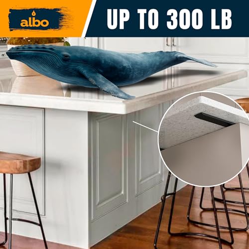 ALBO 14" Heavy Duty Flat Countertop Support Brackets 4 PCS, 300 lb 1/4" Steel - Hidden Flush-Mount Corbel | Matte Black Powder-Coated with Screws for Quartz Granite Wood Kitchen Island Bar Tops - size: 14 Inch 4Pcs