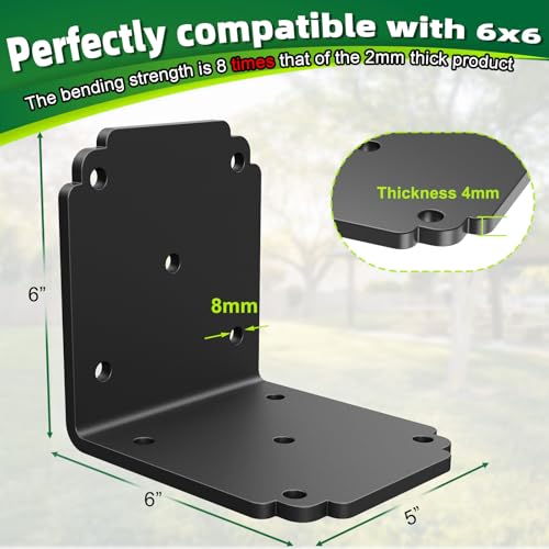 4 PCS 6" x 6" x 5" L Right Angle Bracket, Heavy Duty Corner Brace - size: 6x5 inch ( 4 Pack )