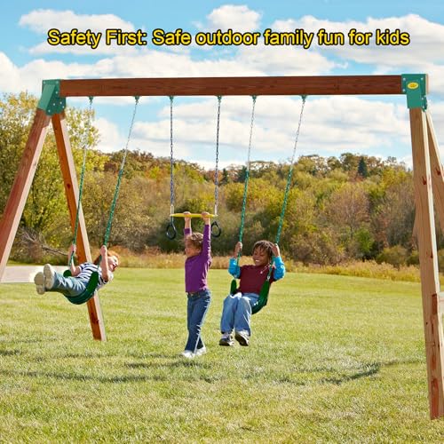 BETOOLL Swing Sets Brackets - 2 A-Frame Swing Set Brackets and 4 Swing Hangers with All Mounting Heavy Duty Hardware Included - Swing Set Kit for Porch, Yard, Playground - Green - color: 2 Green Brackets+4 Green hangers
