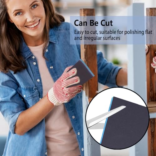 16 Pack Sanding Sponge, 60 80 100 120 150 180 240 320 Coarse Medium Fine Grits Sanding Block,Wet Dry Sandpaper Block Sandpaper Sponge for Wood Metal FurniturePaint and Drywall - color: Blue, size: 60/80/100/120/150/180/240/320 Grit(each of 2)