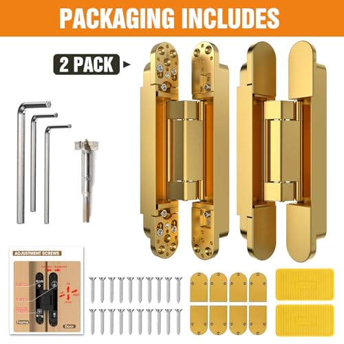 9.7" Hidden Door Hinge/Concealed Hinges,Invisible Hinges - color: Gold, size: 9.7 inches