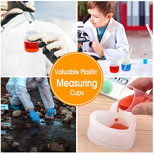Coopay 50 Pack 30ml/1oz Plastic Graduated Cups Transparent Scale Clear Epoxy Mixing Cup with 100 Pack Wooden Stirring Sticks for Resin, Epoxy, Stain, Mixing Paint - size: 30ml