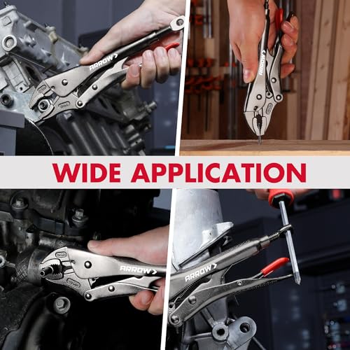 ARROW 2PCS Curved Jaw Locking Pliers Set 7" & 10" - size: 7&10inch
